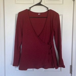 Red/maroon long sleeve tie top